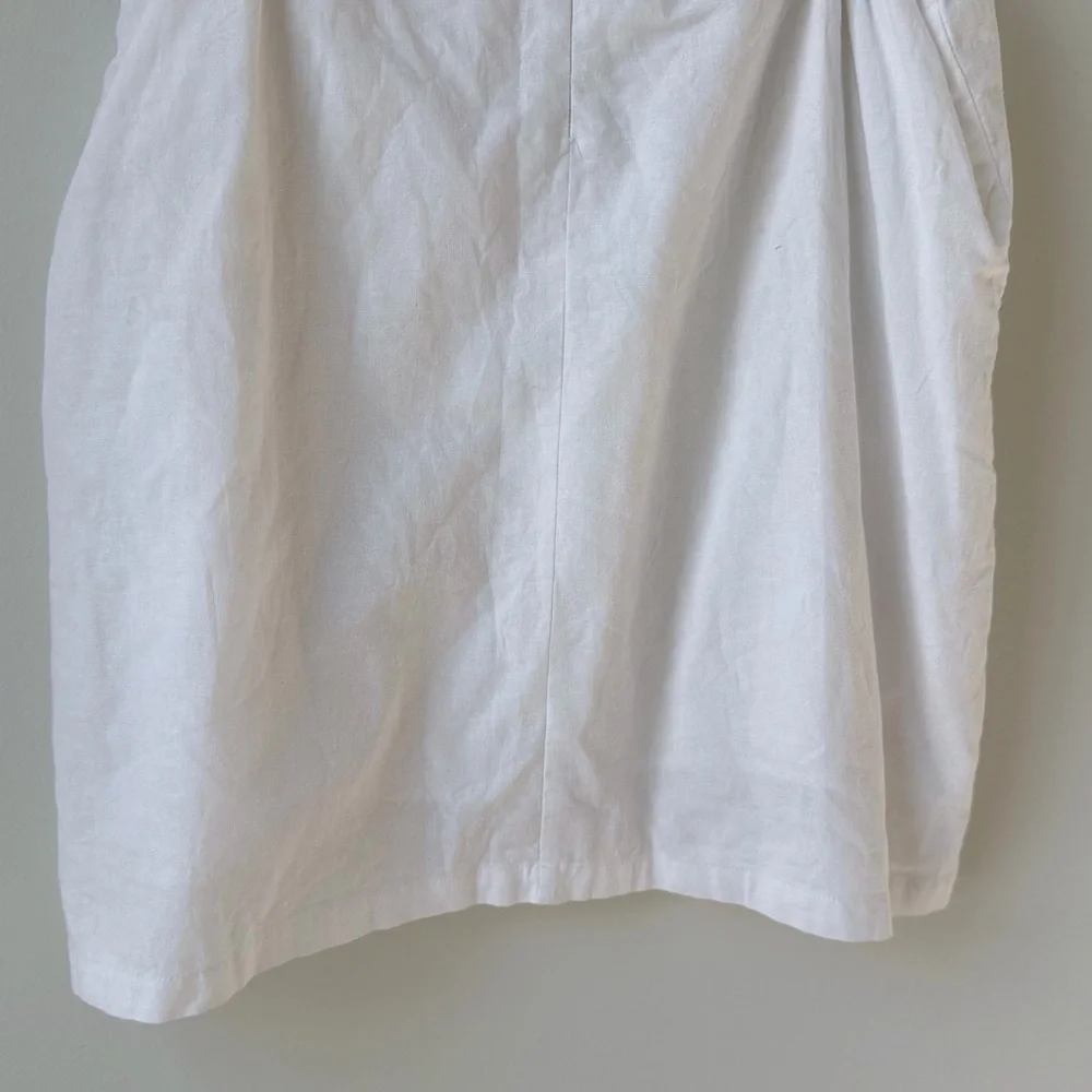 Altar'd State Size Medium White Puff Sleeve Cutout Mini Dress Linen Blend Lined